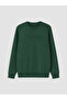 Ozmarka New Season Green Crew Neck Printed Men's Thick Sweatshirt - 5