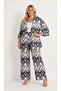 Women's Plus Size Ethnic Patterned Black Kimono Set Hzl26S-Pr10181 - 2