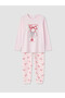 Peak New Season Pink-Printed Crew Neck Girls' Pajama Set - 2