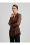 Batik Patterned Double-Breasted Tie-Chiffon Blouse 1025 - 3