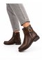 Low-Heeled Zippered Gold Buckle Detailed Short Women's Bootie