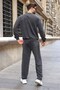 Black Washed Crew Neck Regular Fit Men's Sweat Tracksuit Set E7369 - 4