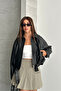 Women's Lined Oversize Leather Jacket Coat Oversize Relax Fit, Zippered Belt Detailed Casual Women's Jacket - 4