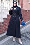 Classic collar long trench coat navy blue 2029 - 4