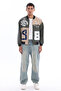 Men's Oversize Printed Zippered Coat Racer Design Biker Jacket - 7