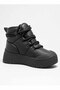 Women's Black Winter Boots with Fur Inside, Thick Platform Sole, Lace-Up Casual Boots