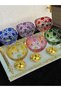 6 Pieces Metal Stands with Metal Legs, Crystal Hand-Cut, Colored Brown, Small Size Glass Turek Bowl, Presentation Bowl