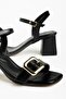 Zri̇n-481 Premium Black Ankle Strap Buckle Detailed Wide Heel Sandals 6 cm - 5