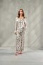 Women's Floral Patterned Dowry Satin Long Sleeve Pajama Set Bloom & Contrast Piping, Pocketed, Gift, Night Elegance & Timeless Homewear Set - 2