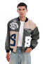 Men's Oversize Printed Zippered Coat Racer Design Biker Jacket - 4