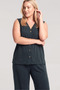 Plus Size Summer Pajama Set with Vest - Navy Blue - 4