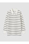 Beige Polo Collar Striped Boys' T-Shirt - 3