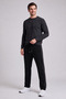 Men's Black Hooded Baggy Fleece-Lined Sweatpants, Thick Wide Cut, Comfortable Fit - 6