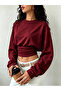 Women's Long Sleeve Oversize Crew Neck Crop T-Shirt