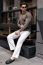 Light Brown Polo Collar Patterned over Fit Men's Knitwear Sweater E7517 - 5