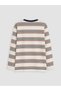Vizyon New Season Beige Crew Neck Striped Boys' T-Shirt - 5