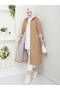 Striped Bondit Fabric Hijab Trench Coat Mde1205010