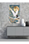 Rectangular Turquoise Background with Crane Pattern, Glass, Wall Sticker, 40X70Cm - 4