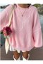 Oversized Women's Sweater with Cable Knit and Crew Neck