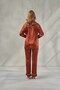Women's Solid Color Dowry Satin Long Pajama Set Peony & Buttoned Nightgown Set, Premium Homewear - 5