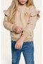 Girl's Ruffle Detailed Sweatshirt with Gold Stripes, Crew Neck Cotton Top - 2