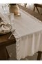 100% Cotton Linen Ruffled Runner and Classic Table Napkin - 4