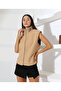 Women's Camel Zippered High Collar Knitwear Detailed Lined Boucle Vest - 8