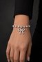 Women's Silver Color Stone Bracelet with Bow Figure, Elegant Design - 3