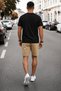 Nasa Cadet Printed Beige Shorts Black T-Shirt Set - Oversized Crew Neck Shorts T-Shirt Set - 3