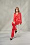 Women's Solid Color Dowry Satin Long Pajama Set Peony & Buttoned Nightgown Set, Premium Homewear - 2