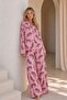 Cotton Pink Leopard Patterned Buttoned Long Sleeve Pajama Set - 2