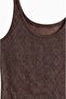 Brown Glitter Hollow Out Collar Undershirt - 3