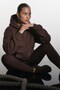 Unisex Oversize Basic Hoodie Sweatshirt Brown – Hooded, Kangaroo Pocket, 3-Strand Ribbed Fleece - 6