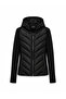 Women's Black Hooded Contrast Puffer Coat - 3