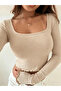 Women's Square Neck Long Sleeve Crop Blouse - 3
