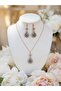 Zircon Stone Water Drop Figured Necklace and Earring Set Authentic Design