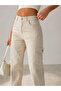 Women's Stone High Waist Cargo Pocket Elastic Leg Linen Mom Pants