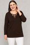 Plus Size V-Neck Cross-Banded Long Sleeve Blouse Brown - 2