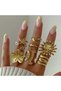 Sunhaze Gold Pearl Design Baroque Style Vintage Multiple Adjustable Gold Ring Set - 2