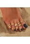 Gloren Gold Yellow Gold Colored Multiple Toe Ring Set
