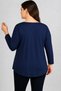 Plus Size Floral Butterfly Printed V-Neck Long Sleeve Wide Hem Blouse Navy Blue - 2