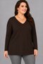 Plus Size V-Neck Long Sleeve Side Slit Blouse Brown - 2