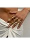 Sunhaze Gold Pearl Design Baroque Style Vintage Multiple Adjustable Gold Ring Set