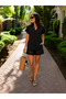 Women's V-Neck Guipure Detailed Short Sleeve Summer Casual Blouse and Shorts Two-Piece Set - 5