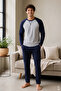 Men's Cotton Long Sleeve Pajama Set with Pockets - 2