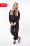 3 Thread Girls' Plain Low Waist Sweatshirt Crew Neck Sweatpants Set