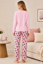 Women's Cotton Long Sleeve Front Print and Pocket Detailed Patterned Pajama Set - 3