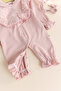 100% Cotton Baby Girl Romper with Guipure Hat and Collar - 5