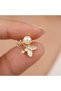 Women's Gold-Plated Elegant Butterfly Figured and Pearl Detailed Modern Stud Earrings - Special Design Luxury Jewelry - 2