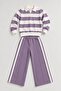 Girl's striped sweatshirt and wide-leg sweatpants set - 3
